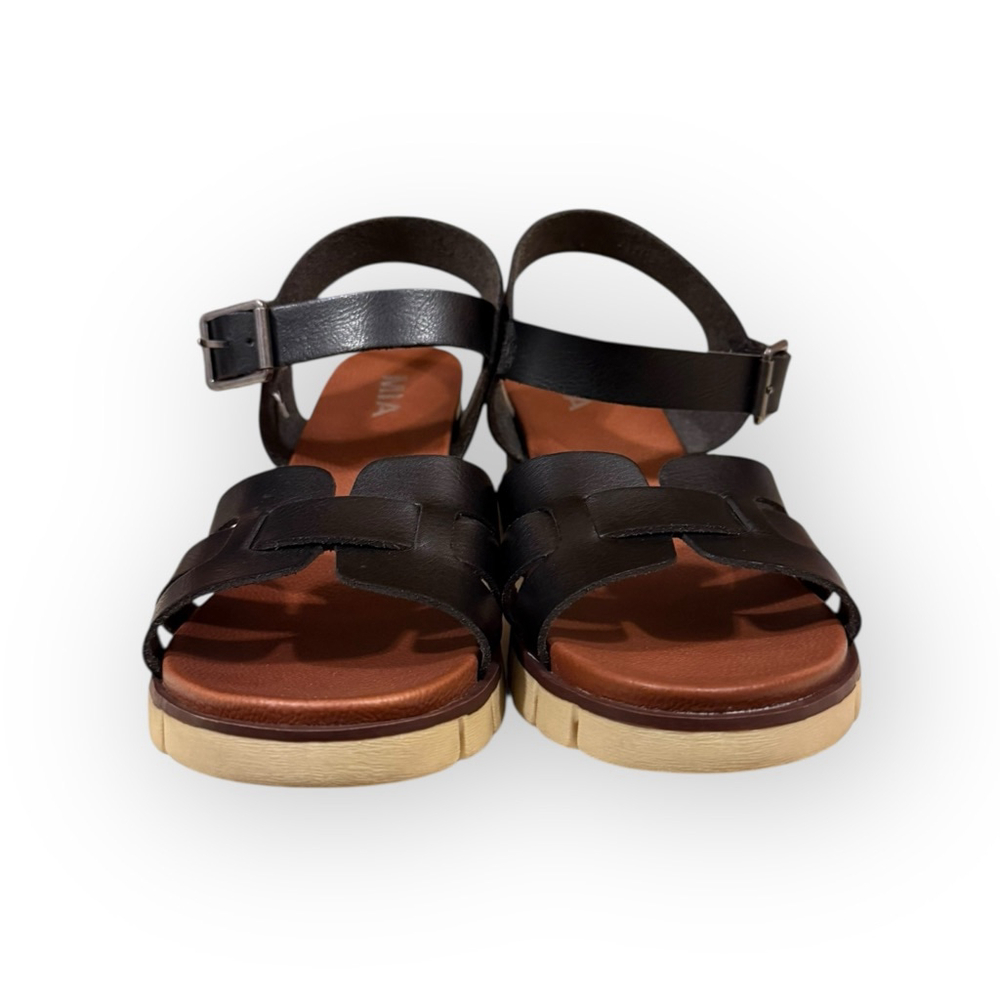 MIA Annalyn Wedge Sandals Black Strappy Comfort Sole Women’s Size 9 - Picture 3 of 8